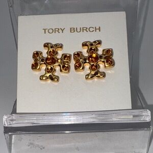 Tory Burch Gold Earrings with Orange Details